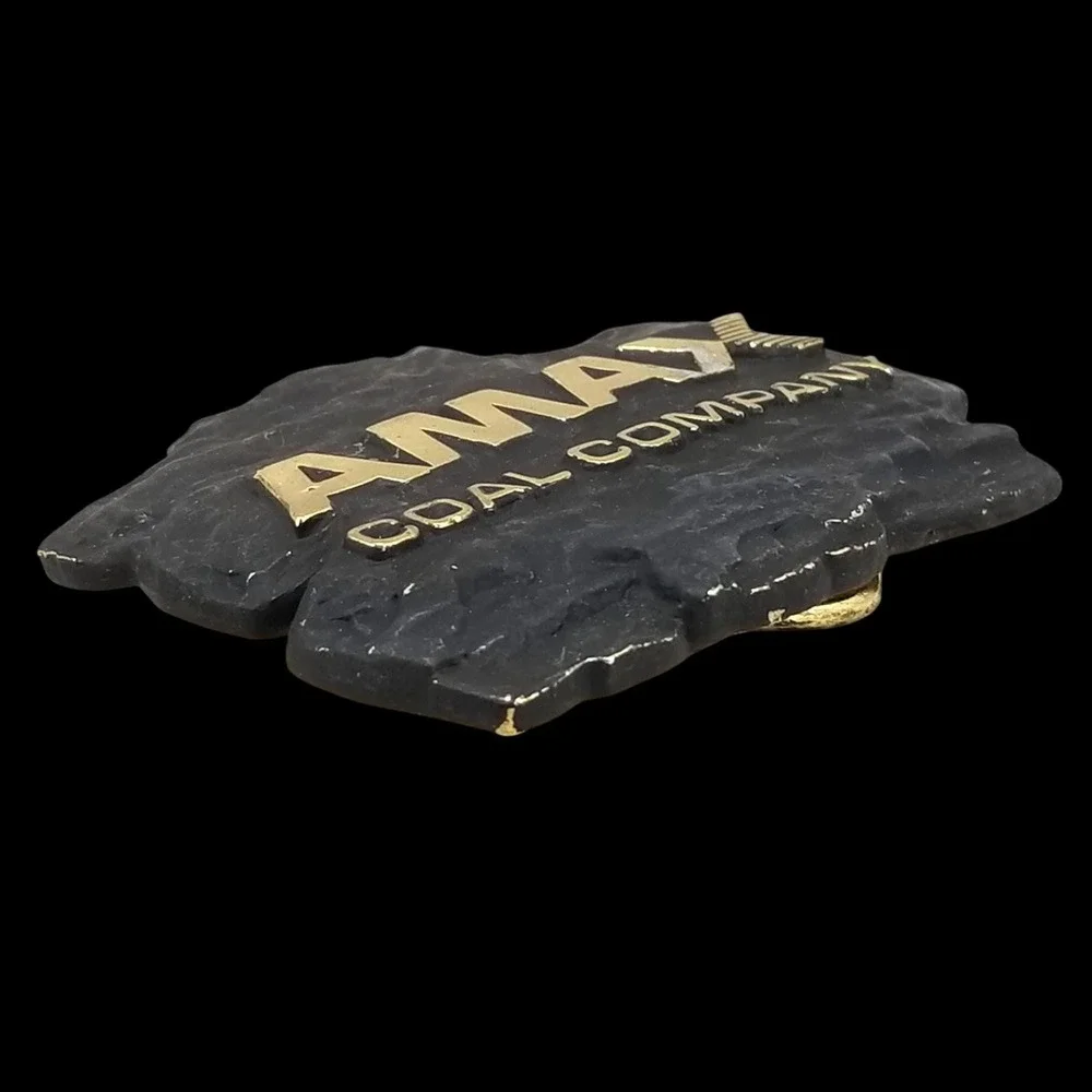 Vintage AMAX Coal Company Brass Belt Buckle -‎ Collectible USA Made
